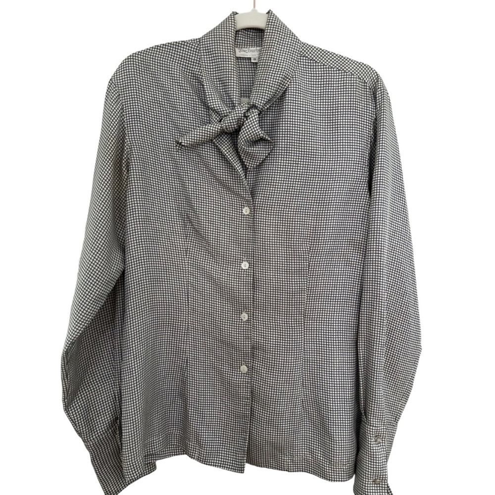 Burberrys Women's Navy and White Checkered Blouse